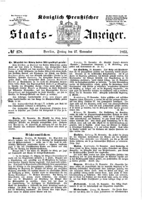 Königlich Preußischer Staats-Anzeiger (Allgemeine preußische Staats-Zeitung) Freitag 27. November 1863