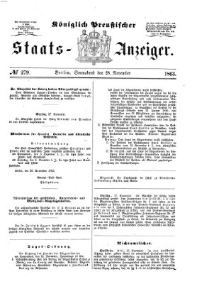 Königlich Preußischer Staats-Anzeiger (Allgemeine preußische Staats-Zeitung) Samstag 28. November 1863