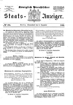 Königlich Preußischer Staats-Anzeiger (Allgemeine preußische Staats-Zeitung) Samstag 5. Dezember 1863