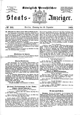 Königlich Preußischer Staats-Anzeiger (Allgemeine preußische Staats-Zeitung) Sonntag 13. Dezember 1863