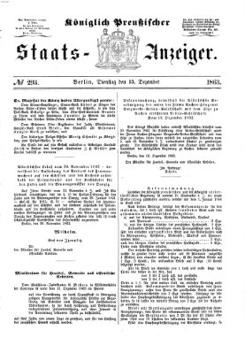 Königlich Preußischer Staats-Anzeiger (Allgemeine preußische Staats-Zeitung) Dienstag 15. Dezember 1863