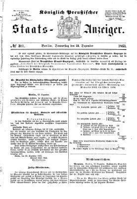 Königlich Preußischer Staats-Anzeiger (Allgemeine preußische Staats-Zeitung) Donnerstag 24. Dezember 1863