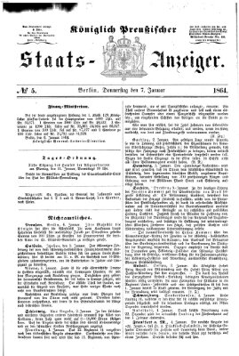 Königlich Preußischer Staats-Anzeiger (Allgemeine preußische Staats-Zeitung) Donnerstag 7. Januar 1864