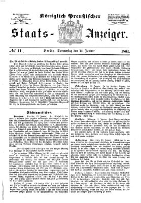 Königlich Preußischer Staats-Anzeiger (Allgemeine preußische Staats-Zeitung) Donnerstag 14. Januar 1864