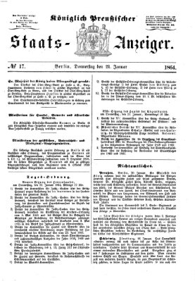 Königlich Preußischer Staats-Anzeiger (Allgemeine preußische Staats-Zeitung) Donnerstag 21. Januar 1864