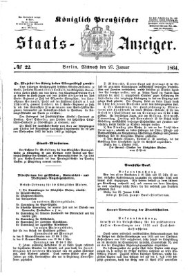 Königlich Preußischer Staats-Anzeiger (Allgemeine preußische Staats-Zeitung) Mittwoch 27. Januar 1864