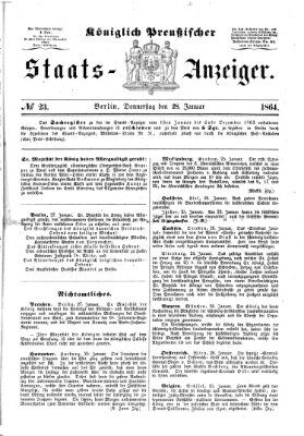 Königlich Preußischer Staats-Anzeiger (Allgemeine preußische Staats-Zeitung) Donnerstag 28. Januar 1864