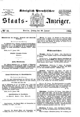 Königlich Preußischer Staats-Anzeiger (Allgemeine preußische Staats-Zeitung) Freitag 29. Januar 1864