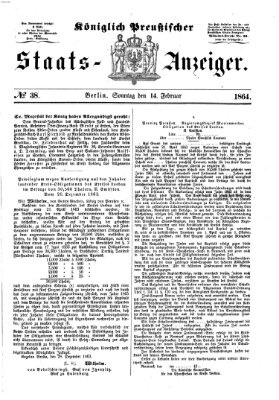 Königlich Preußischer Staats-Anzeiger (Allgemeine preußische Staats-Zeitung) Sonntag 14. Februar 1864