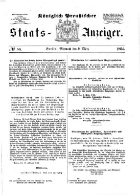 Königlich Preußischer Staats-Anzeiger (Allgemeine preußische Staats-Zeitung) Mittwoch 9. März 1864