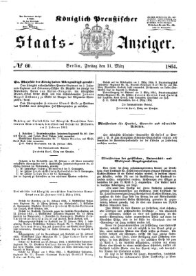 Königlich Preußischer Staats-Anzeiger (Allgemeine preußische Staats-Zeitung) Freitag 11. März 1864