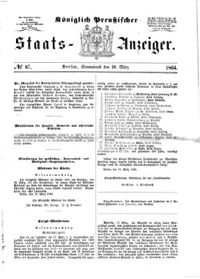 Königlich Preußischer Staats-Anzeiger (Allgemeine preußische Staats-Zeitung) Samstag 19. März 1864