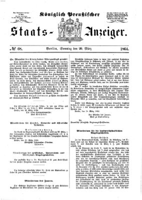 Königlich Preußischer Staats-Anzeiger (Allgemeine preußische Staats-Zeitung) Sonntag 20. März 1864