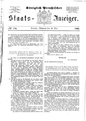 Königlich Preußischer Staats-Anzeiger (Allgemeine preußische Staats-Zeitung) Mittwoch 18. Mai 1864