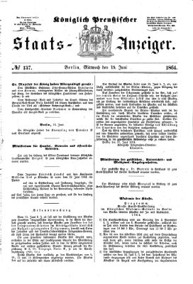 Königlich Preußischer Staats-Anzeiger (Allgemeine preußische Staats-Zeitung) Mittwoch 15. Juni 1864