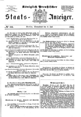 Königlich Preußischer Staats-Anzeiger (Allgemeine preußische Staats-Zeitung) Samstag 2. Juli 1864