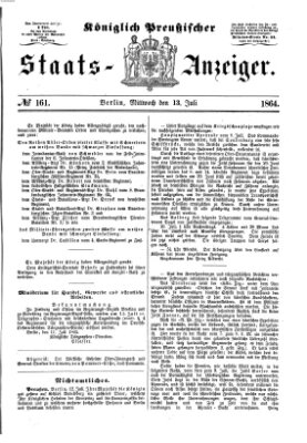 Königlich Preußischer Staats-Anzeiger (Allgemeine preußische Staats-Zeitung) Mittwoch 13. Juli 1864