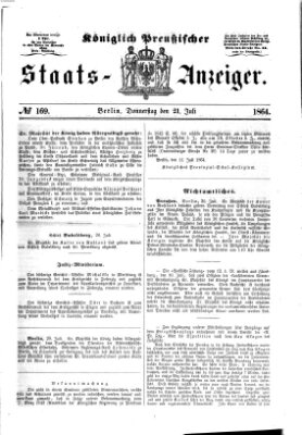 Königlich Preußischer Staats-Anzeiger (Allgemeine preußische Staats-Zeitung) Donnerstag 21. Juli 1864