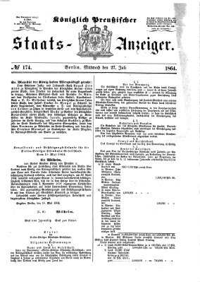 Königlich Preußischer Staats-Anzeiger (Allgemeine preußische Staats-Zeitung) Mittwoch 27. Juli 1864