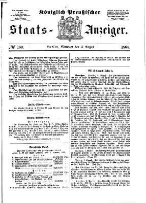 Königlich Preußischer Staats-Anzeiger (Allgemeine preußische Staats-Zeitung) Mittwoch 3. August 1864