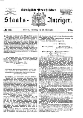 Königlich Preußischer Staats-Anzeiger (Allgemeine preußische Staats-Zeitung) Dienstag 20. September 1864