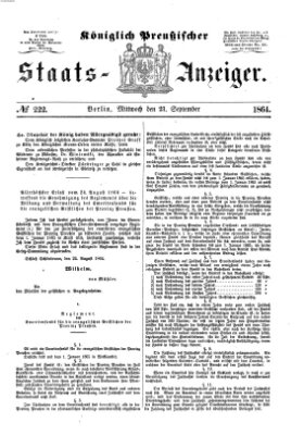 Königlich Preußischer Staats-Anzeiger (Allgemeine preußische Staats-Zeitung) Mittwoch 21. September 1864