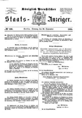 Königlich Preußischer Staats-Anzeiger (Allgemeine preußische Staats-Zeitung) Sonntag 25. September 1864