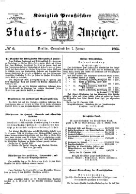 Königlich Preußischer Staats-Anzeiger (Allgemeine preußische Staats-Zeitung) Samstag 7. Januar 1865