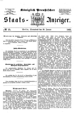 Königlich Preußischer Staats-Anzeiger (Allgemeine preußische Staats-Zeitung) Samstag 28. Januar 1865