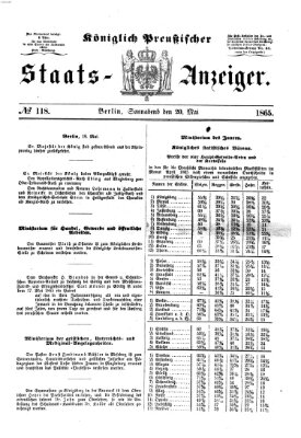 Königlich Preußischer Staats-Anzeiger (Allgemeine preußische Staats-Zeitung) Samstag 20. Mai 1865