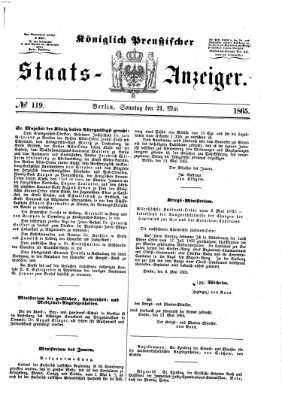 Königlich Preußischer Staats-Anzeiger (Allgemeine preußische Staats-Zeitung) Sonntag 21. Mai 1865