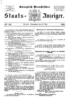 Königlich Preußischer Staats-Anzeiger (Allgemeine preußische Staats-Zeitung) Samstag 27. Mai 1865