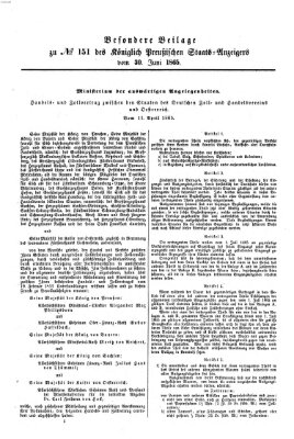 Königlich Preußischer Staats-Anzeiger (Allgemeine preußische Staats-Zeitung) Freitag 30. Juni 1865