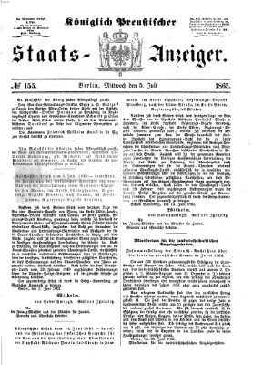 Königlich Preußischer Staats-Anzeiger (Allgemeine preußische Staats-Zeitung) Mittwoch 5. Juli 1865