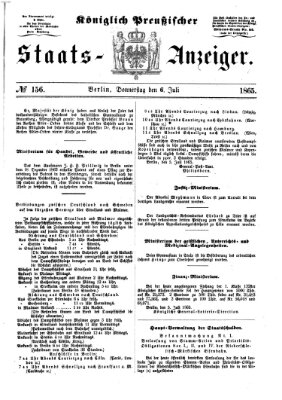 Königlich Preußischer Staats-Anzeiger (Allgemeine preußische Staats-Zeitung) Donnerstag 6. Juli 1865