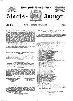 Königlich Preußischer Staats-Anzeiger (Allgemeine preußische Staats-Zeitung) Mittwoch 9. August 1865