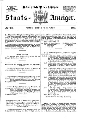 Königlich Preußischer Staats-Anzeiger (Allgemeine preußische Staats-Zeitung) Mittwoch 30. August 1865