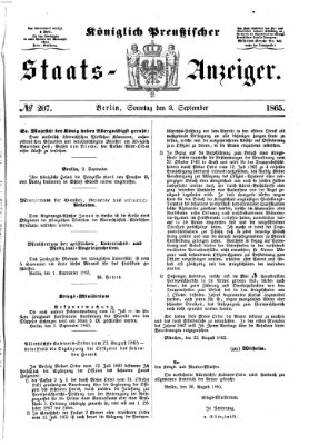 Königlich Preußischer Staats-Anzeiger (Allgemeine preußische Staats-Zeitung) Sonntag 3. September 1865