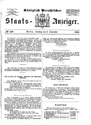 Königlich Preußischer Staats-Anzeiger (Allgemeine preußische Staats-Zeitung) Dienstag 5. September 1865