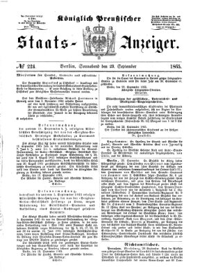 Königlich Preußischer Staats-Anzeiger (Allgemeine preußische Staats-Zeitung) Samstag 23. September 1865