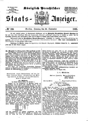 Königlich Preußischer Staats-Anzeiger (Allgemeine preußische Staats-Zeitung) Sonntag 24. September 1865