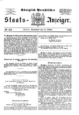 Königlich Preußischer Staats-Anzeiger (Allgemeine preußische Staats-Zeitung) Samstag 14. Oktober 1865