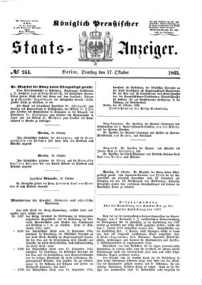 Königlich Preußischer Staats-Anzeiger (Allgemeine preußische Staats-Zeitung) Dienstag 17. Oktober 1865