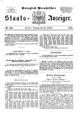 Königlich Preußischer Staats-Anzeiger (Allgemeine preußische Staats-Zeitung) Sonntag 22. Oktober 1865