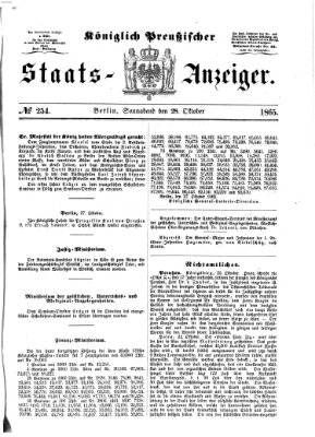 Königlich Preußischer Staats-Anzeiger (Allgemeine preußische Staats-Zeitung) Samstag 28. Oktober 1865