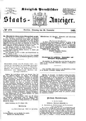 Königlich Preußischer Staats-Anzeiger (Allgemeine preußische Staats-Zeitung) Sonntag 26. November 1865