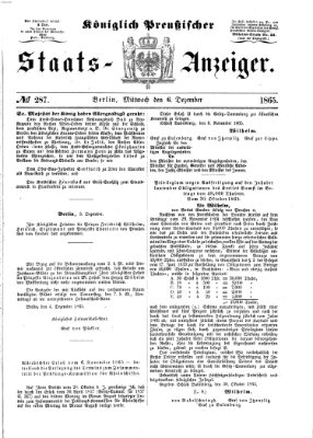 Königlich Preußischer Staats-Anzeiger (Allgemeine preußische Staats-Zeitung) Mittwoch 6. Dezember 1865