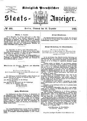 Königlich Preußischer Staats-Anzeiger (Allgemeine preußische Staats-Zeitung) Mittwoch 13. Dezember 1865