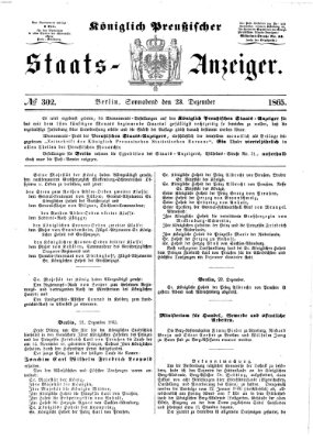 Königlich Preußischer Staats-Anzeiger (Allgemeine preußische Staats-Zeitung) Samstag 23. Dezember 1865