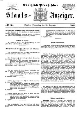 Königlich Preußischer Staats-Anzeiger (Allgemeine preußische Staats-Zeitung) Donnerstag 28. Dezember 1865